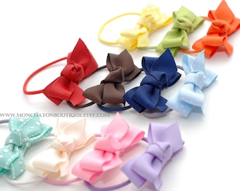 Set of 2 Hair elastic ties, Hair Ponytail Holder, Hair bows, bows hair ties, hair bow elastics