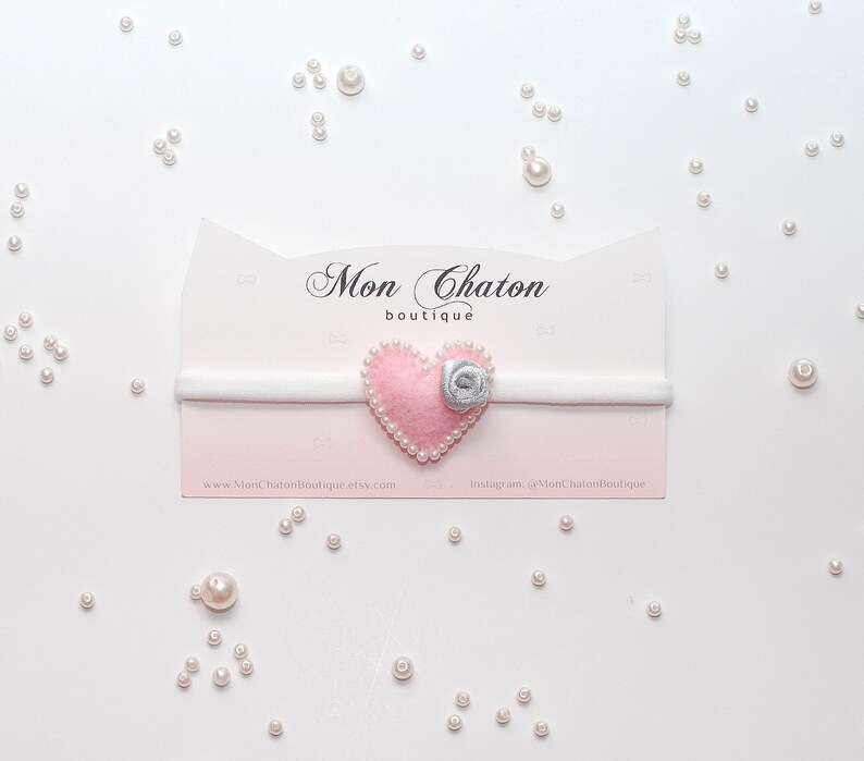 Pink Felt Heart Baby Headband Felt Hair Clip Valentine/'s Day Headband
