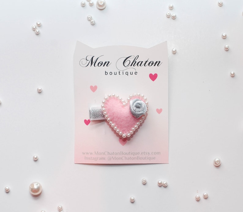 Pink Felt Heart Baby Headband Felt Hair Clip Valentine/'s Day Headband