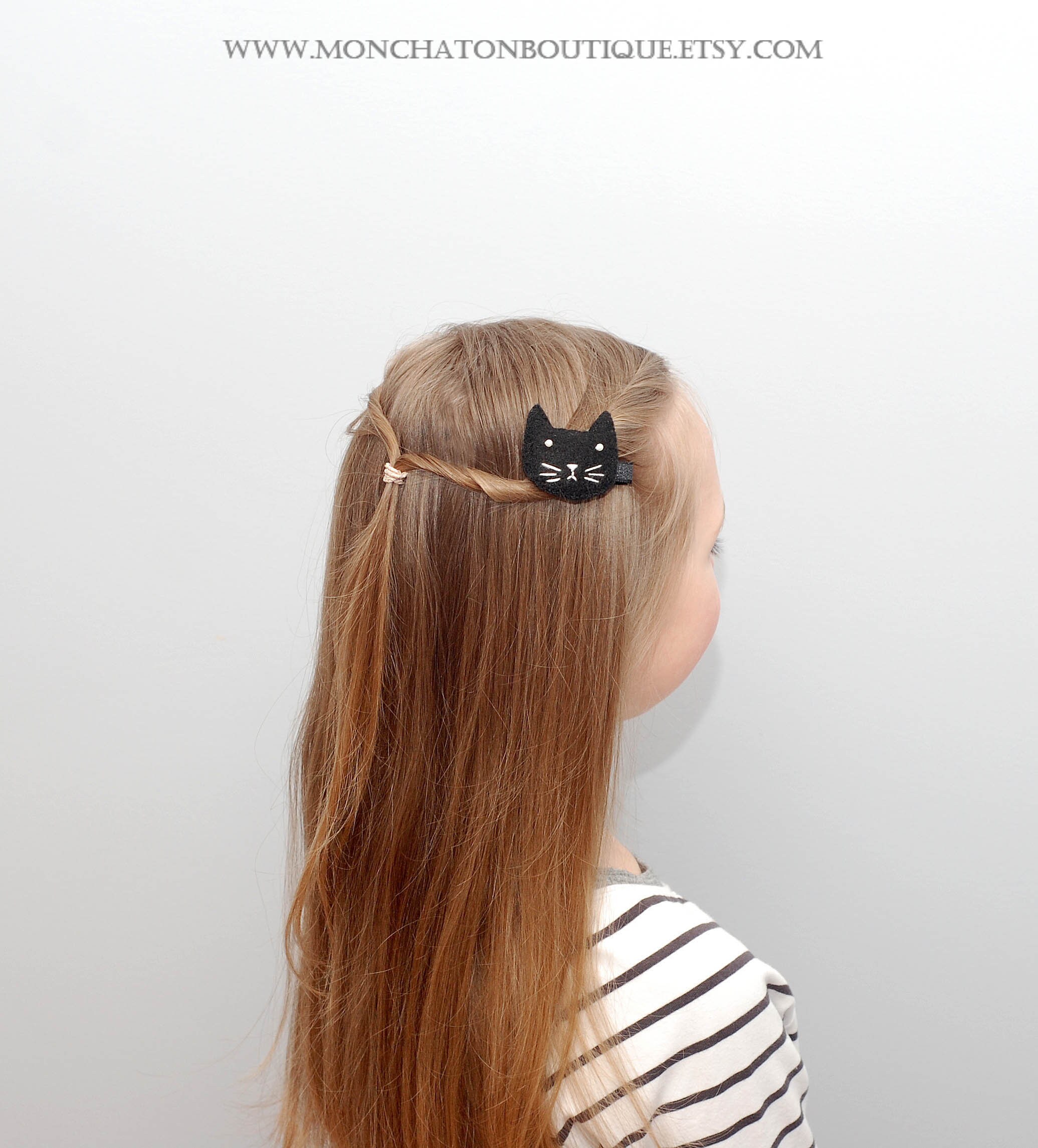 Black Cat Hair Clip Black Felt Hair Clip Black Cat Face Hair Etsy India