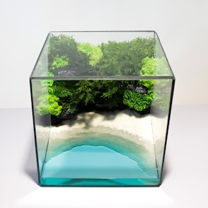 Moss Terrarium, Lagoon Cliff Terrarium, Glass Terrarium, Florarium, Preserved Moss Terrarium, Georarium, Home Decor