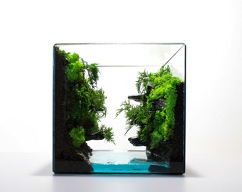 Moss Terrarium, Between Two Cliffs Terrarium, Glass Geometric Terrarium, Florarium, Preserved Moss Terrarium, Georarium,