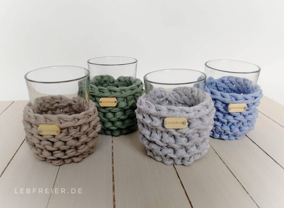 Candle Holder Knitted Knit Tea Light Holder Tea Light Candle Etsy