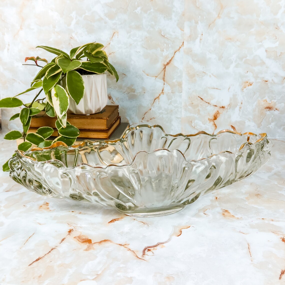 Clear Gondola Bowl Large Decorative Elongated Bowl Etsy