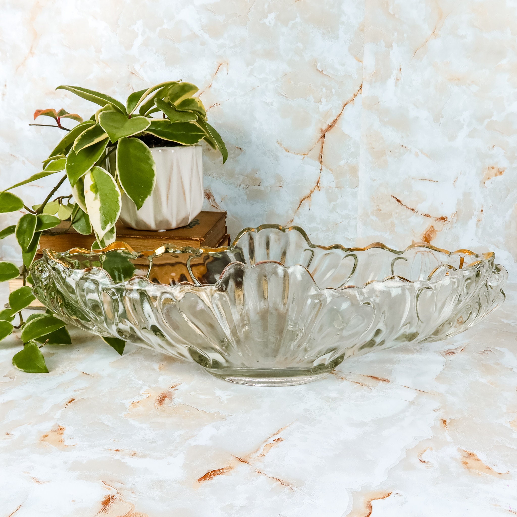 Clear Gondola Bowl Large Decorative Elongated Bowl Etsy