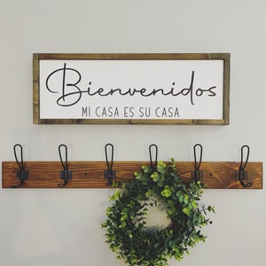 Letrero "Bienvenidos a mi casa es su casa" / Letrero de bienvenida / Decoración de entrada / Decoración de granja / Decoración rústica / Letrero de madera español