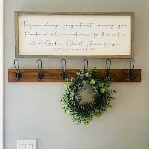 1 Thessalonians 5:16-18 Wall Art Bible Verse Sign Rustic Decor | Handmade 1 Thessalonians Bible Verse Wood Sign | Inspirational scripture