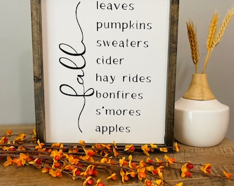Hello Fall Wood Sign | Fall Bucket List | Farmhouse Fall Sign | Fall Wall Decor | Rustic Wood Signs