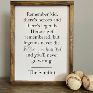 The Sandlot Framed Wood Sign | Baseball Decor | Boy Bedroom Decor | Girl Bedroom Decor | Decor For Kids Room | Inspirational Quote Game Room