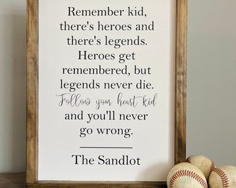 The Sandlot Framed Wood Sign | Baseball Decor | Boy Bedroom Decor | Girl Bedroom Decor | Decor For Kids Room | Inspirational Quote Game Room