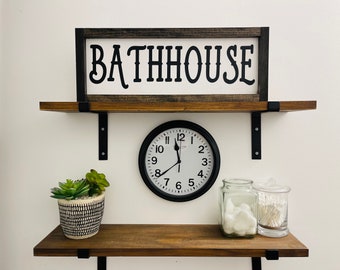 Bathhouse Wood Sign, Western Decor, Western Bathroom Sign, Western Home Decor, Cowboy Decor, Old Style Bathroom, Farmhouse Decor, Man Cave