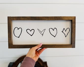 Custom Hand Drawn Wooden Sign, Custom Sign from Hand Drawing, Kids Drawing Sign, Framed I Love You Sign, Kids I love you framed Mothers Day