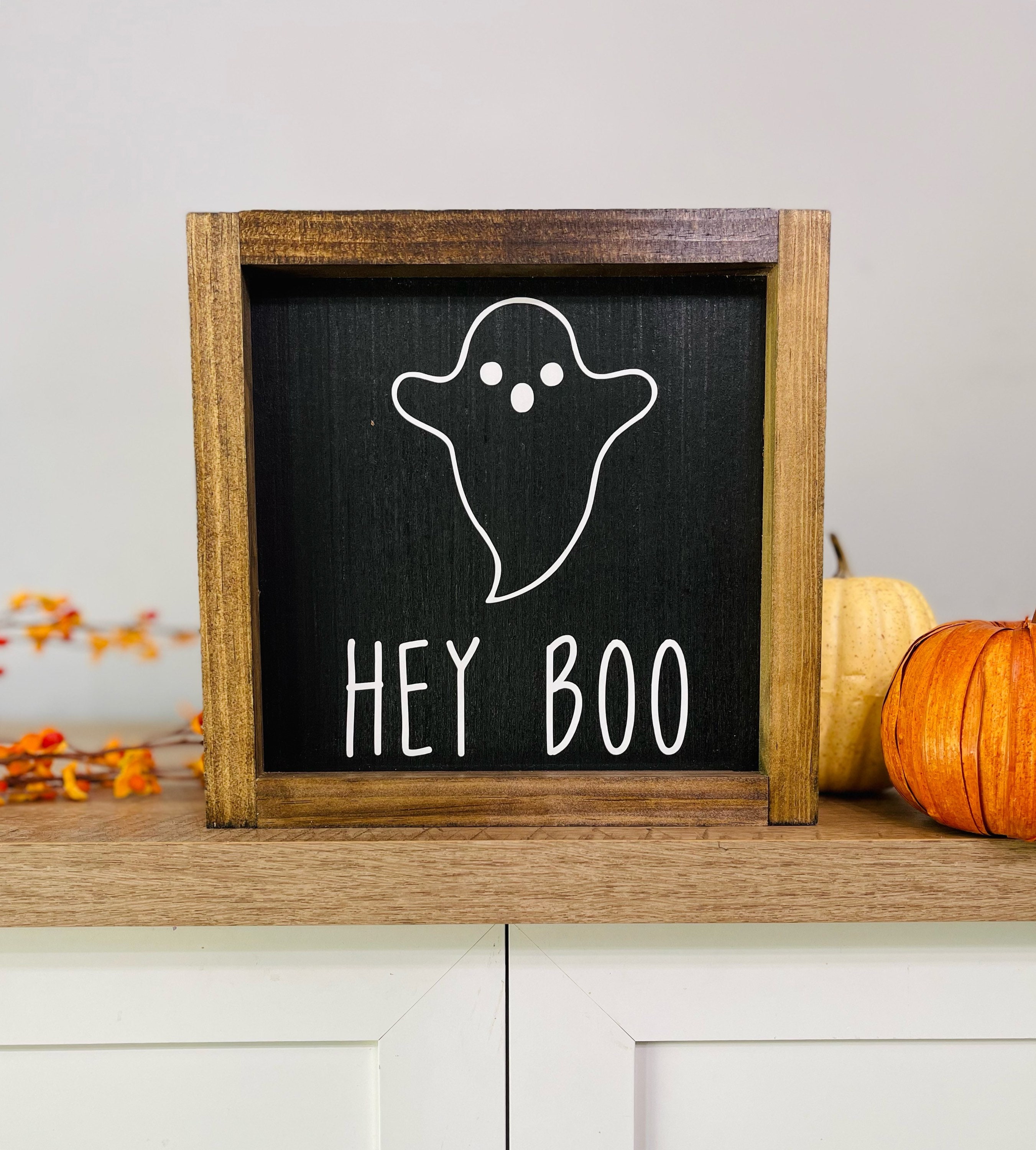 Hey Boo Halloween Sign, Ghost Sign, Halloween Decor, Farmhouse ...