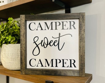 Camper Sweet Camper Wood Sign | Camper Decor | Camping | Glamping | Home Sweet Home | Farmhouse Decor