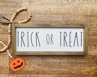 Trick or Treat Wood Sign, Halloween Decor, Halloween Sign, Farmhouse Halloween, Rustic Halloween, Halloween Home Decor