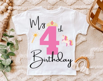 My Fourth Birthday SVG PNG, 4th Birthday Baby Girl SVG, Unicorn Birthday, It's My Fourth Birthday