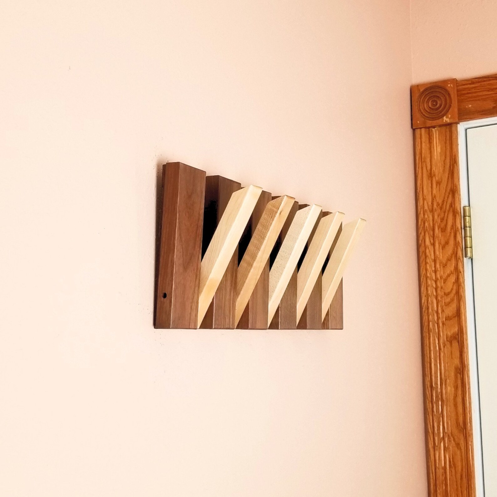 Wood Coat Rack Wall Mounted Piano Key Style 5 Hooks Dark Etsy