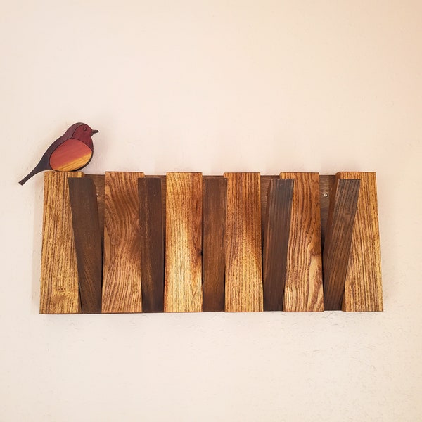 Wooden BIRD Wall Mount COAT Hook Clothing Wall RACKS For Housewarming Gift, Unique Magnet Hardwood Animal Décor Crafted Coat Rack Hooks