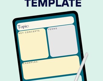 Study Notes Template  Organized & Cheerful Learning in the Tide and Sky Colors