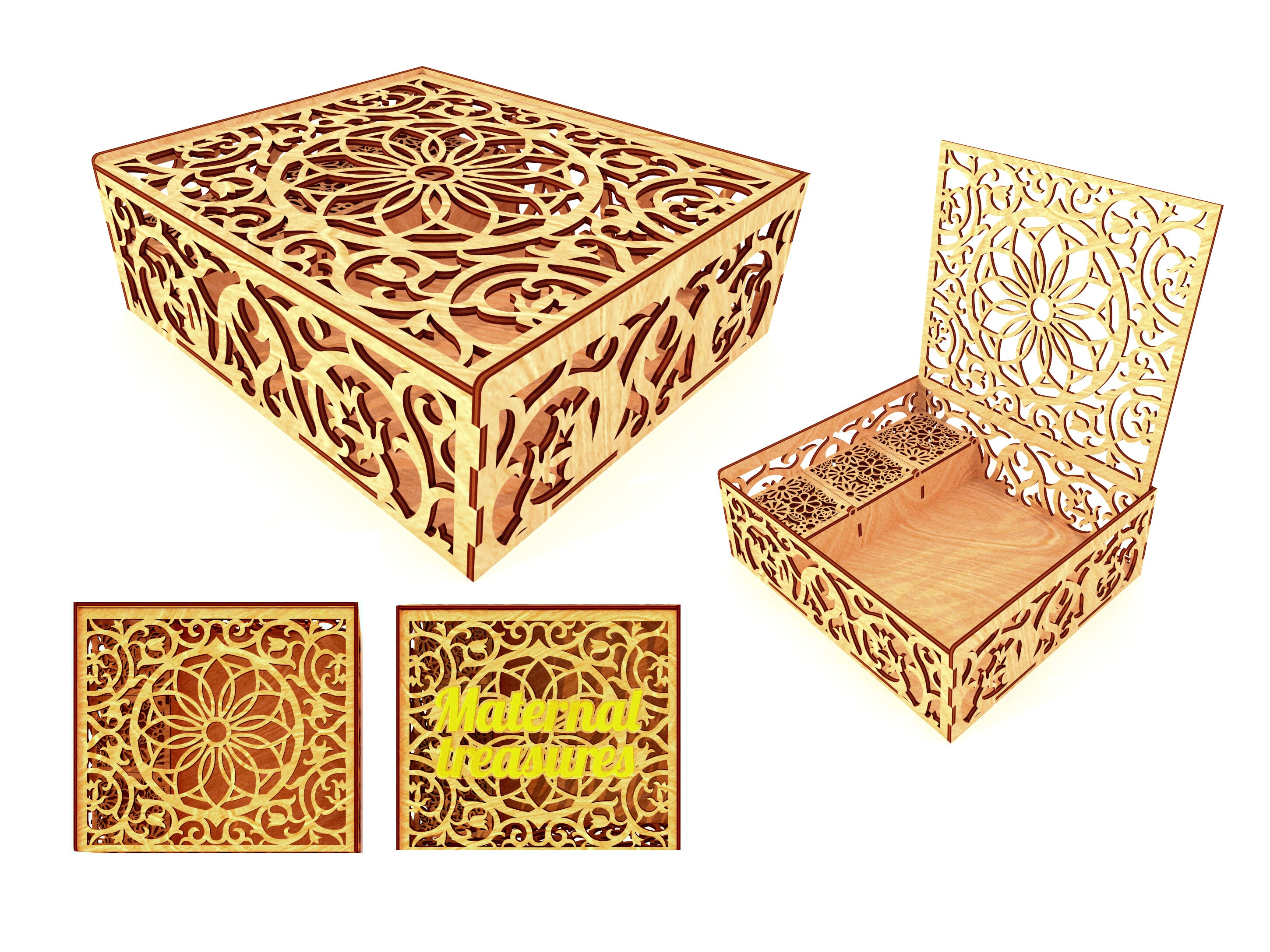 Laser cut vector model Keepsake Box BABY MEMORY BOX carved box Etsy