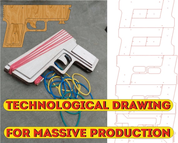 Download Wooden Rubber Band Gun Plans Dxf Cnc Cutting Files Laser Cut Etsy