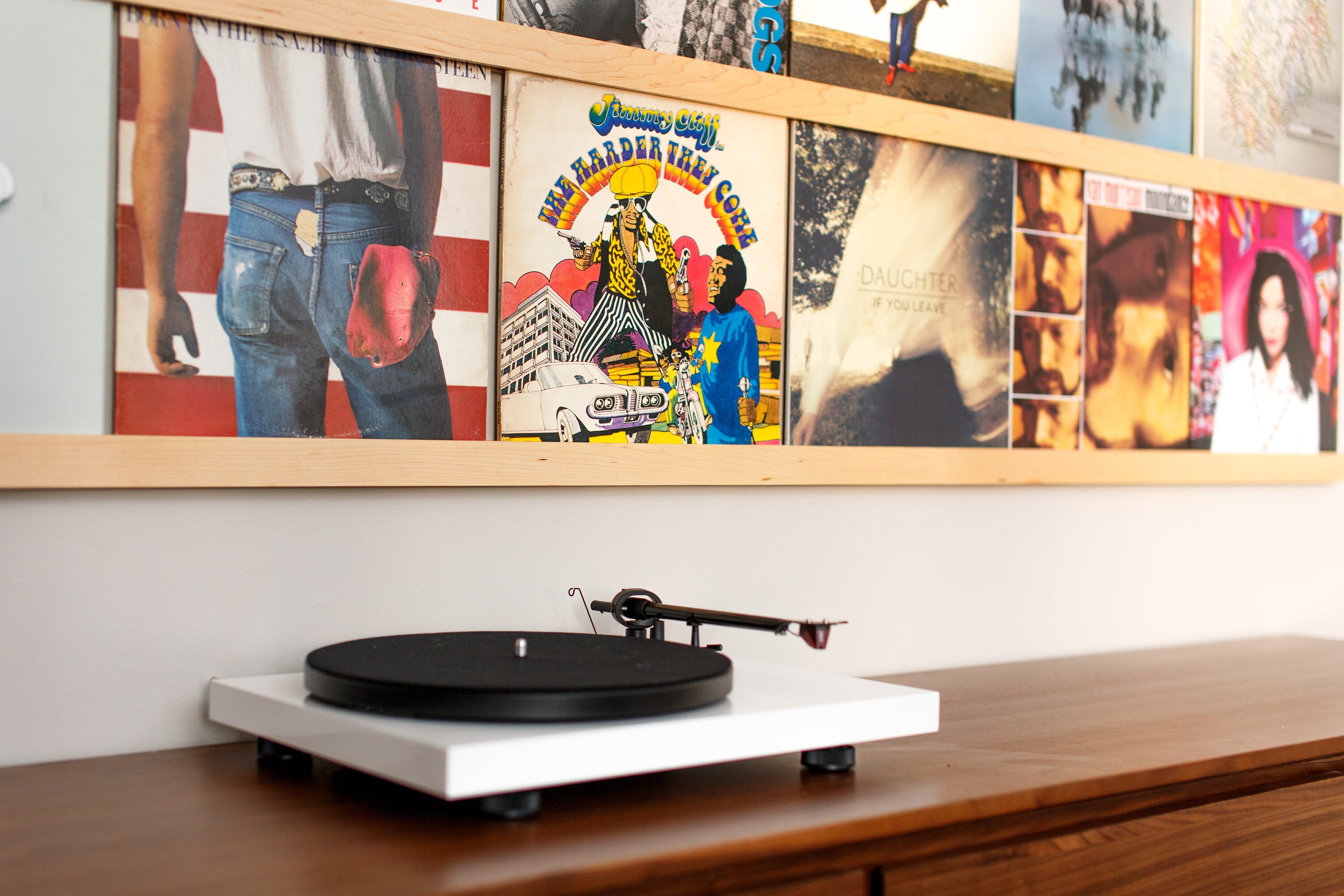 thumbnail interactive-video image 1 of 6 PCS Vinyl Record Wall Mount Holder Wood 1 of 10