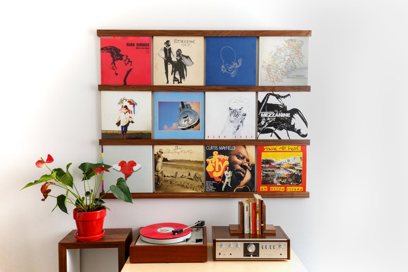 Vinyl Record Storage Shelves Walnut Etsy UK