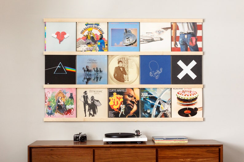 Vinyl Record Storage Shelves Maple Wall Mounted Holder Ledge Lp Display Frame Al