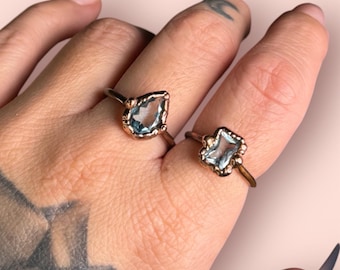 Blue Topaz Ring, Electroformed Ring, Topaz Ring
