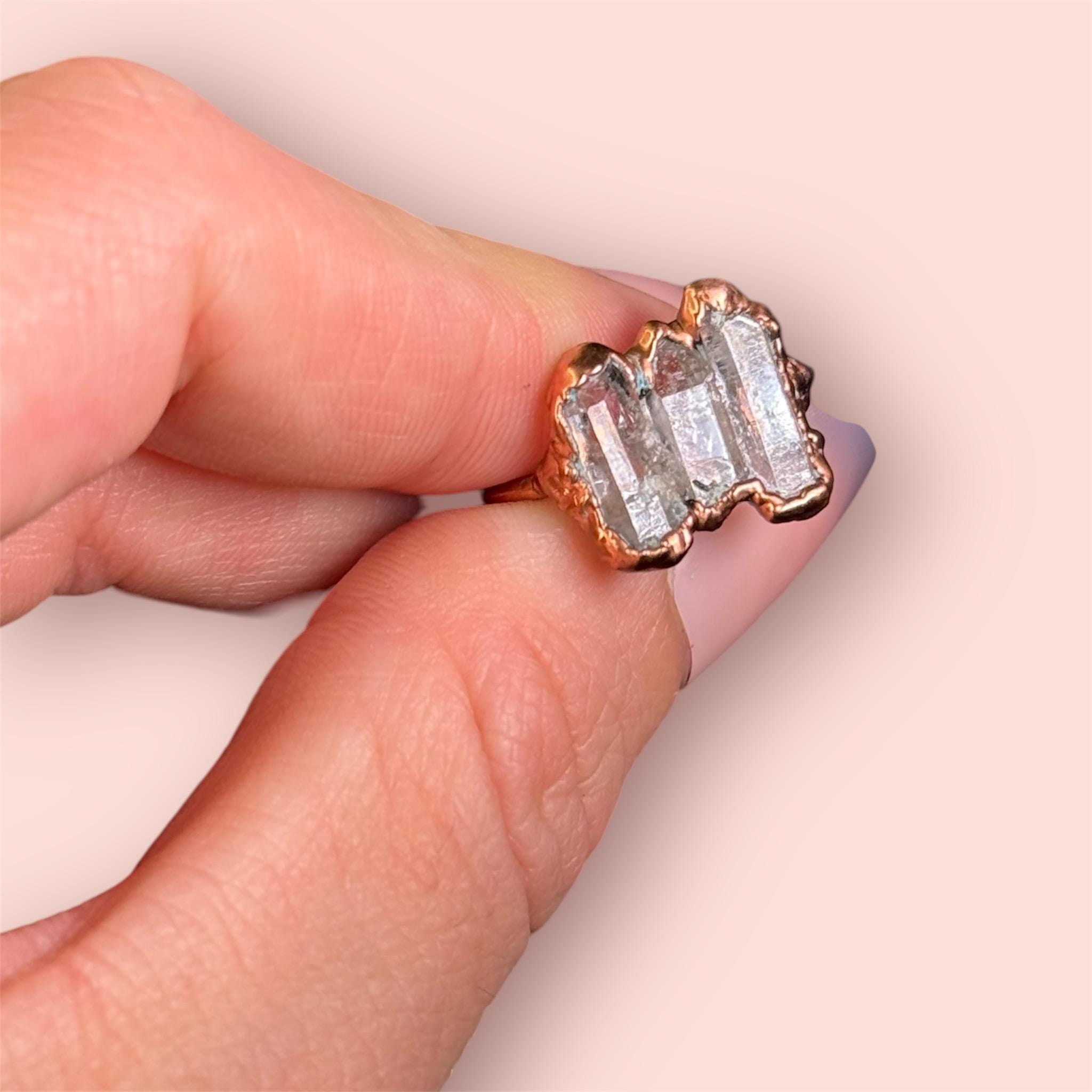 Triple Topaz Ring, Electroformed Ring, Topaz Ring