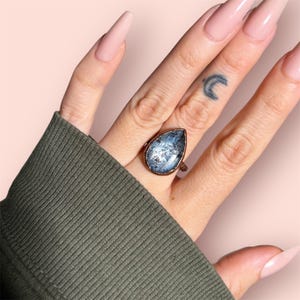 Blauer Kyanit Ring, Elektrogeformter Blauer Kyanit Ring, Kupferring, Boho/Rustic Style Ring