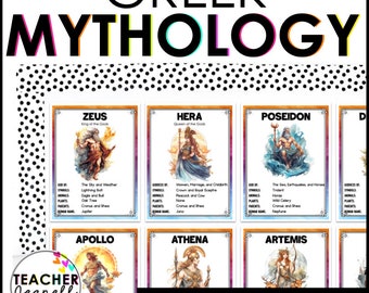 Greek Mythology Poster Set: Gods and Goddesses Art