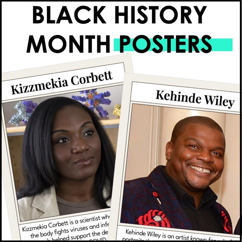Conjunto de carteles de historia afroamericana, kit para tablón de anuncios, líderes afroamericanos, decoración imprimible para el aula, 21 carteles en PDF imagen 3