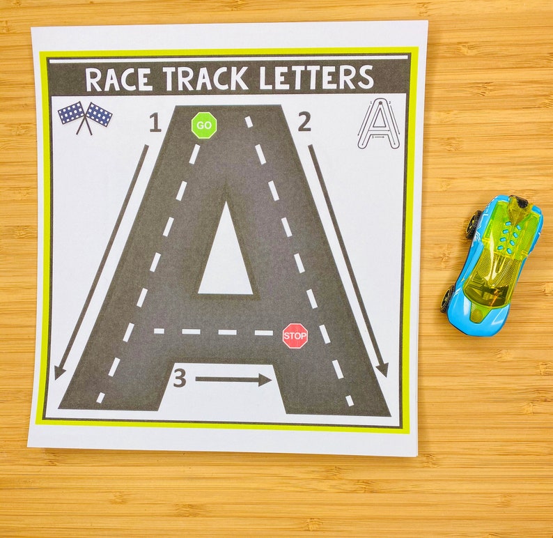 Alphabet Cards Race Track Uppercase Letters Letter Etsy