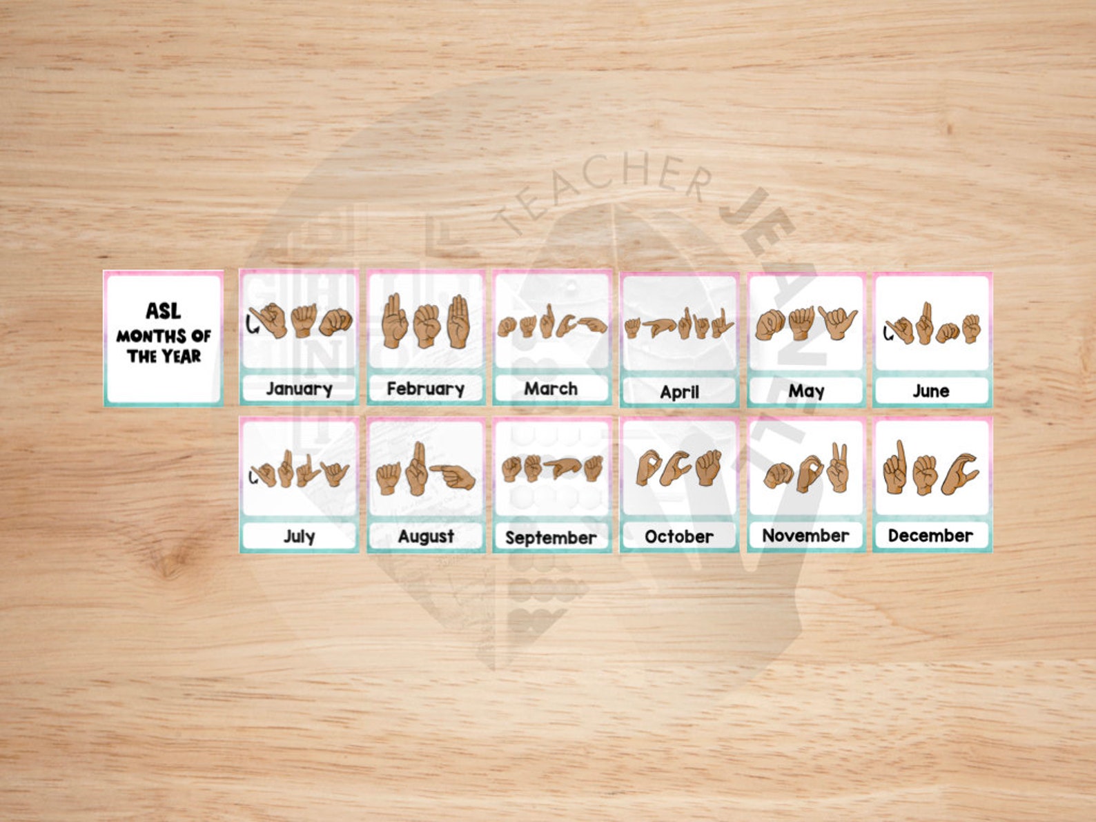 ASL Months of the Year Flashcards ASL Printable American Etsy