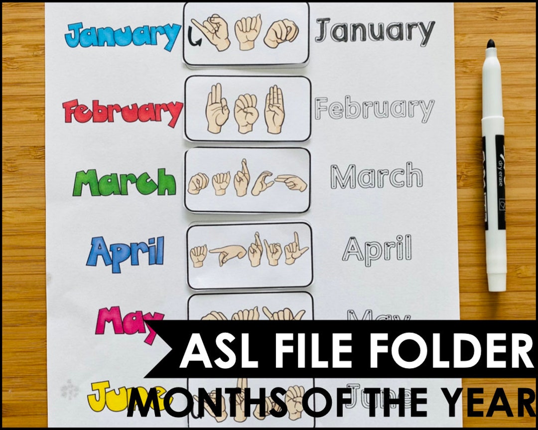 ASL Months of the Year Matching Activity, ASL Calendar File Folder