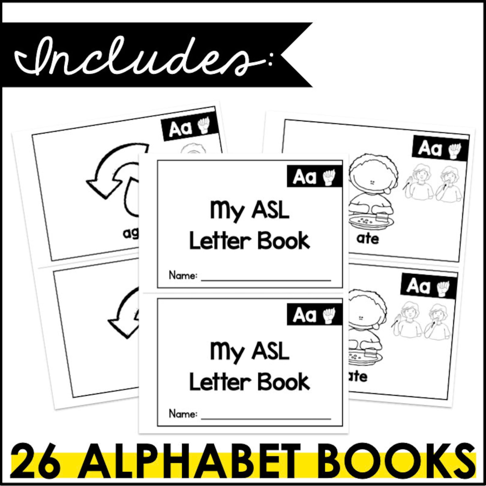 ASL Alphabet Books: Sign Language Learning (PDF Download) - Etsy