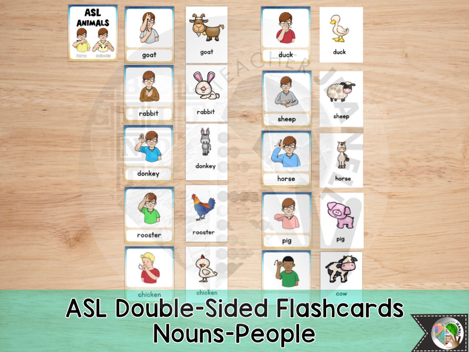 ASL Farm Animals Flash Cards American Sign Language ASL | Etsy