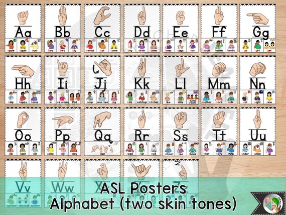 ASL Alphabet Vocabulary Posters INSTANT DOWNLOAD American - Etsy Australia