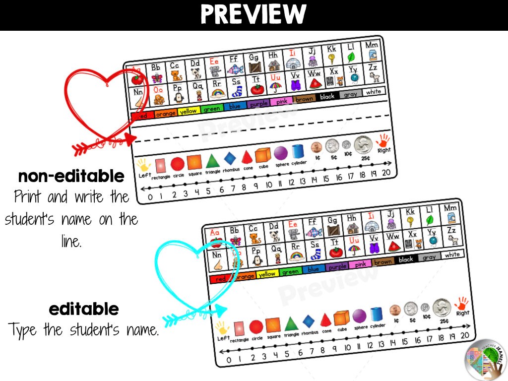 1st Grade Pencil Box Name Tags Editable Pencil Box Labels Etsy