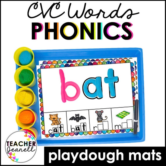 Word Family Play Dough Mats | CVC Word Families Activity | Phonics Playdough Mats for Kids | Printable PDF