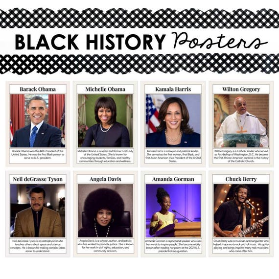 Black History Posters Set, Bulletin Board Kit, African American Leaders, Printable Classroom Decor, 21 Posters PDF