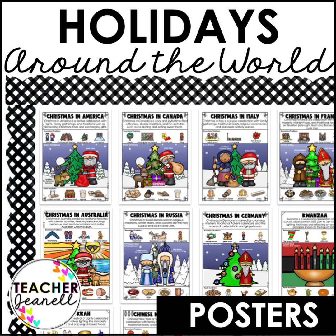 Christmas Around the World Posters, Holidays Around the World Bulletin Board, Christmas