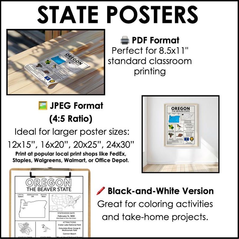 West Region State Facts Posters | Western States Geography Bundle | US ...