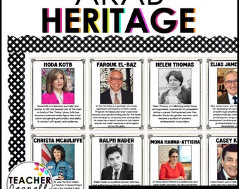 Poster Arab American Heritage Month | Arabische amerikanische Führer Bulletin Board | Kulturgeschichte Klassenzimmer Dekor | Druckbares PDF