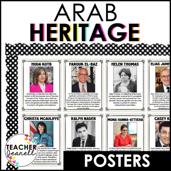 National Arab American Heritage Month Bulletin Board and Posters, Cultural Heritage Educational Posters, April Bulletin Board