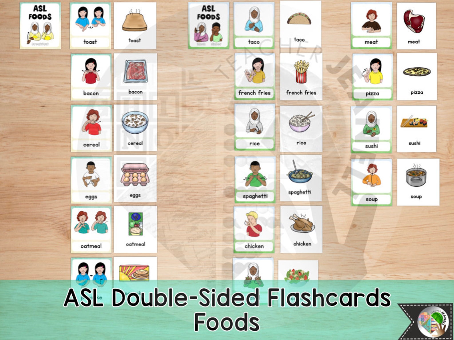 ASL Foods Flash Cards American Sign Language ASL Flashcards Etsy
