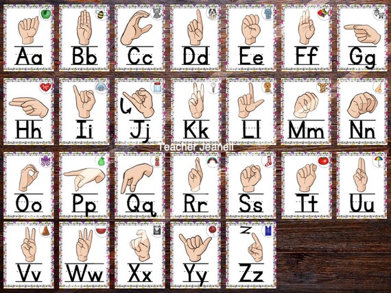 Asl Alphabet Posters American Sign Language Asl Printable Etsy