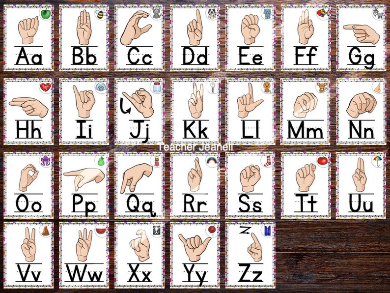 asl alphabet posters american sign language asl printable etsy