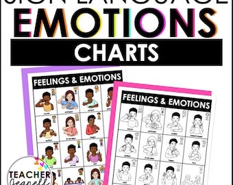 ASL Feelings Chart | Emotions in Sign Language | Printable SEL Classroom Poster | PDF Download